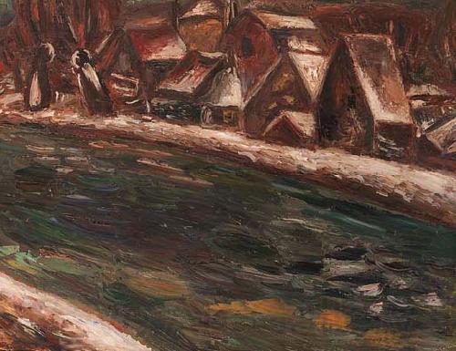 Leo Gestel A village along a river Germany oil painting art